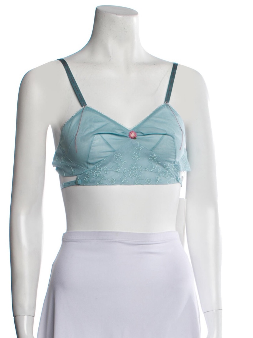 MM6 Maison Martin Margiela Light Blue Lace Bralette Top